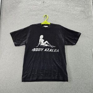 Iggy Azalea Men Shirt M Black Woman Silhouette High Heel Graphic Print Short